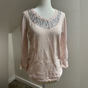 Joseph A Pink Blouse with Silver Embellishments
